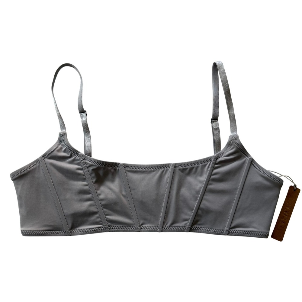 SKIMS Recycled‎ Swim Corset Bikini Top Chrome Gray Size XL New NWT